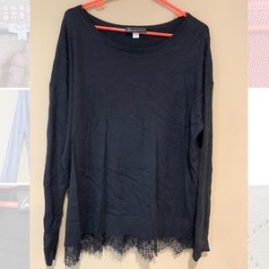 Black Sweater w/ Black Lace Trim